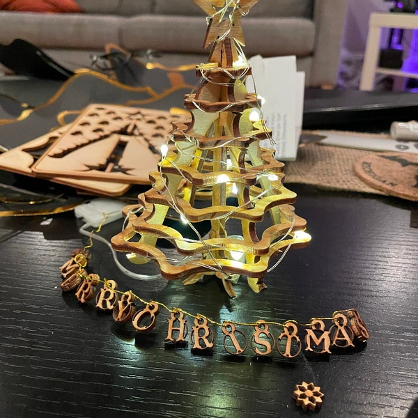 Christmas Tree Kit. Miniature Wooden Desktop Tree Made From a Single ...