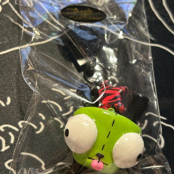 Adorable GIR Invader Zim Keychain With Pink Zebra Print & Y2K Star Clay ...