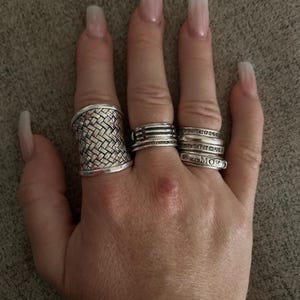 Silver Ring 925 Karen Hill Tribe Wide Band Ring Women Finger