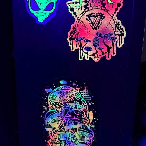 UV Reactive Blacklight Glowing Psychedelic Space Landscape Painting Etsy