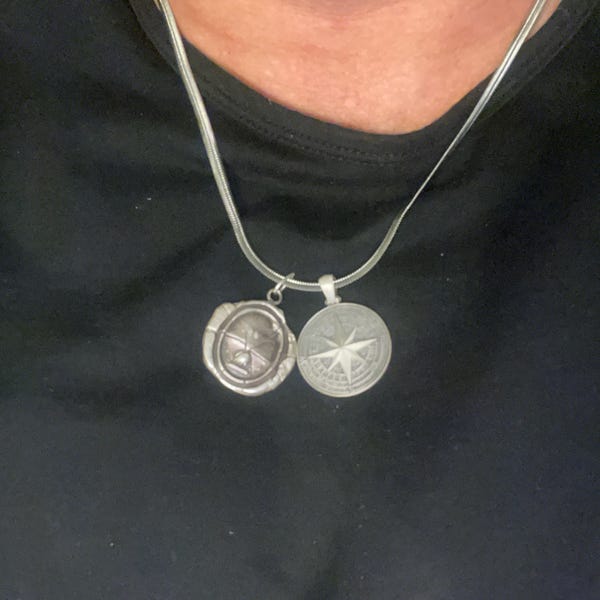 Silver Engravable Compass Sterling Silver Engraved Compass Necklace, North Star Pendant, Unisex ...