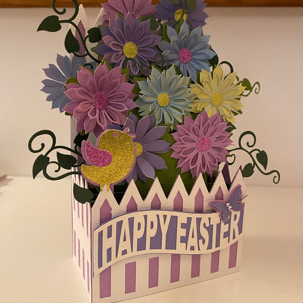 Whimsy Floral Garden Card in A Box 3D SVG - Etsy