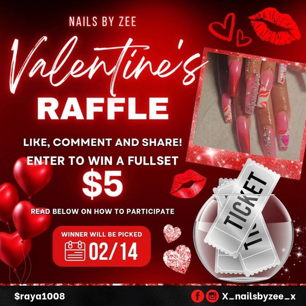Valentines Day Raffle Giveaway Flyer, DIY Valentines Flyer, Giveaway ...