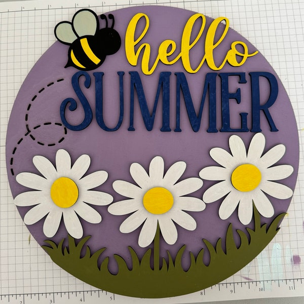 Summer Door Hanger SVG Laser Cut Files: Daisy Bee Welcome Sign SVG ...