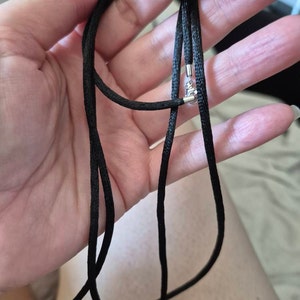 Black Smooth Soft Silk Satin Cord Chain Necklace with Sterling Silver Lobster Clasp 2mm