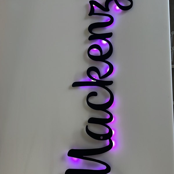 Personalized Name LED Metal Art Sign / Light up Nursery Name Metal Sign ...