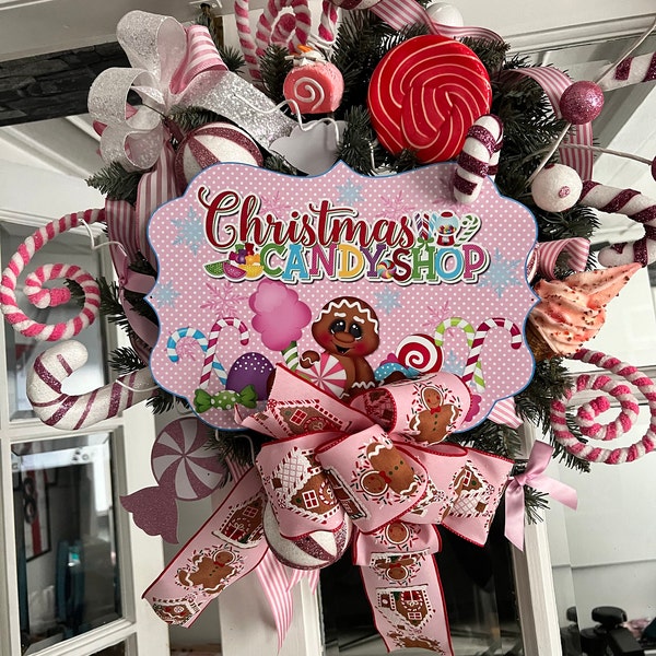 Gingerbread Bakery Sign Candyland Wreath Sign, Candy Sign, Gingerbread ...