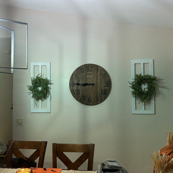 Rustic Reclaimed Wood Window Frames With Wreath, Farmhouse Wall Decor ...
