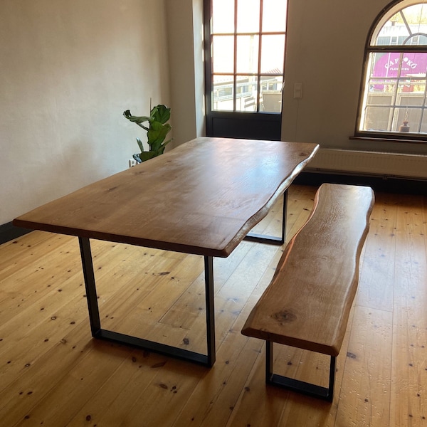 Dining Table Oak Wooden Table Solid Wood Tree Edge Tree Table Oiled ...
