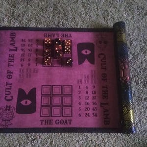 Personalized Cult of the Lamb Knucklebones Game board on our Double-Sided Dice Scroll