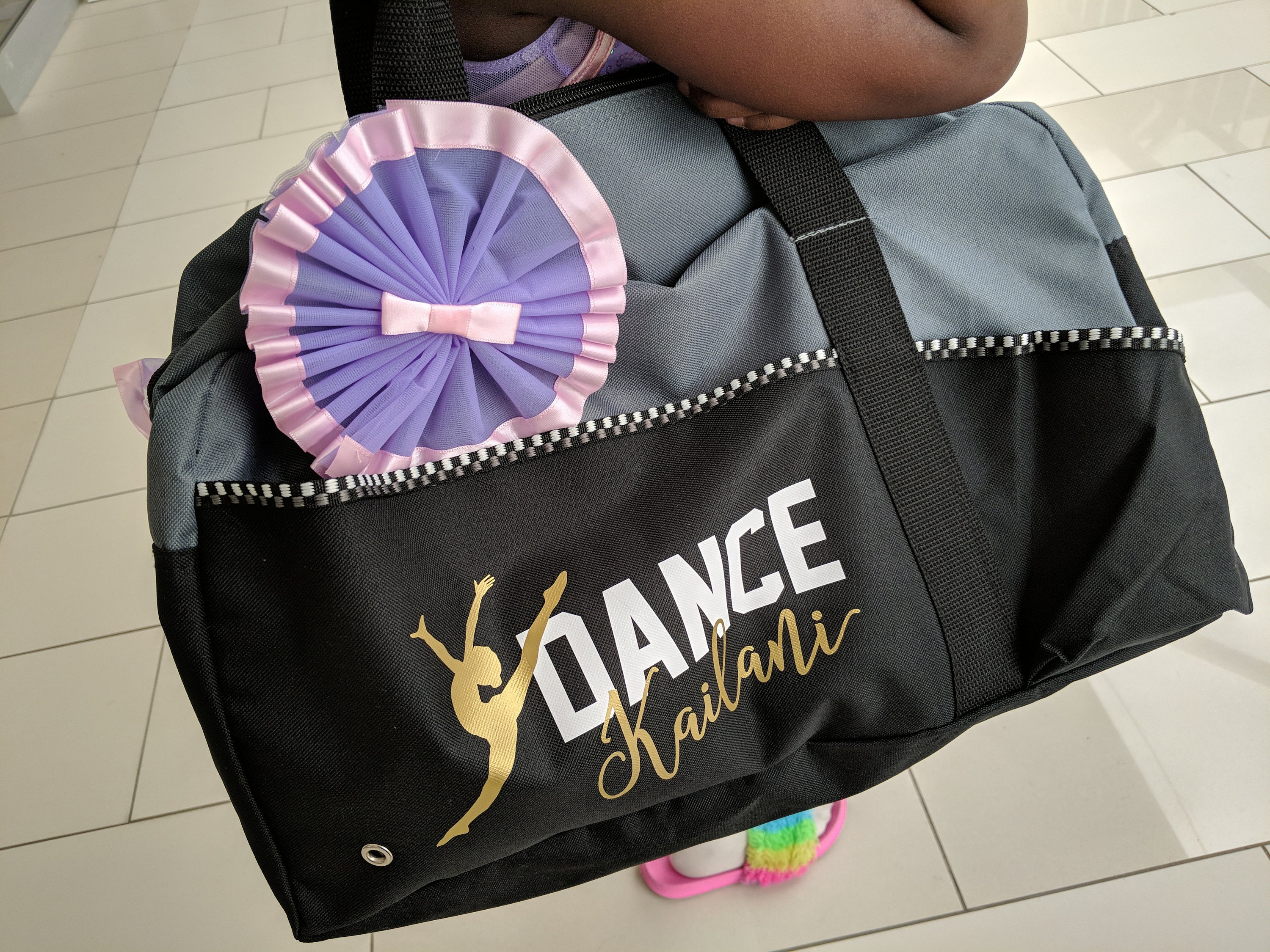 Personalized Dance Bag, Dance Bag, Custom Duffle Bag, Gray Duffle Bag, Black Duffle Bag, Dancer Gift, Sports Bag, Dancer Coach Gift