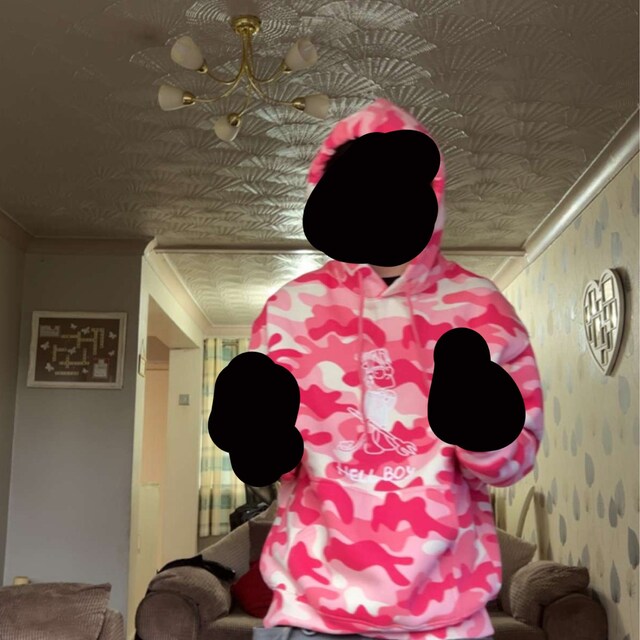 pink hellboy hoodie