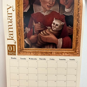 Calendrier mural pour chat 2024, Ugly Cats In Renaissance Painting Calender  2024, Funny Renaissance Cat Calendar, 12 mois Calendriers Cat Cadeaux