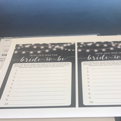 How Old Was the Bride to Be Game Printable Chalkboard Bridal - Etsy