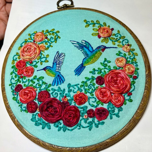 Summer Hummingbirds Hand Embroidery Kit With Online Video Tutorial, Diy ...