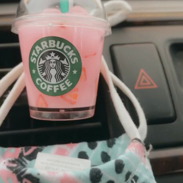 Miniature Starbucks Cup Strawberry Pink Drink/car Accessories/mask