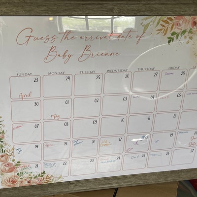 Pink Floral Baby Due Date Calendar, Guess Baby's Birth Date,guess Baby ...