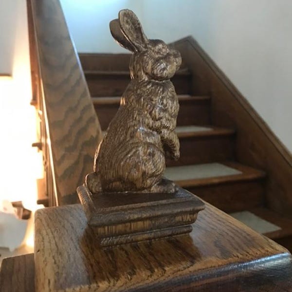 Rabbit Wooden Finial for Staircase Newel Post, Rabbit Finial Bed Post ...