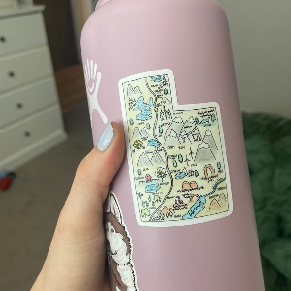 Utah Map Sticker +free Shipping- Utah Illustration, Utah Watercolor ...