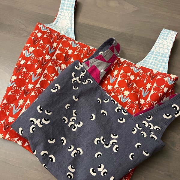 Grocery Bag Sewing Pattern PDF: Reversible Market Tote in Three Sizes ...