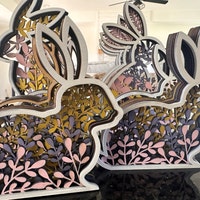Easter Laser Cut Files Rabbits SVG Layered Bundle, Floral Bunny ...