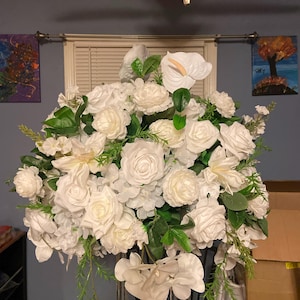 5D Rolling Up Flower Wall Fall Wedding Arrangement Wildflowers florals Eucalyptus Backdrop Curtain Fabric Cloth