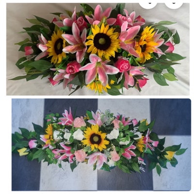 Artificial Silk Funeral Ring Wreath With Roses & Mums | Memorial Tribute For Nan, Loved Ones - Personalisable 3 thumbnail image