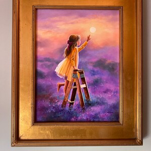 原画・油絵】『夜明け前を行く少女』F3サイズ／オリジナル一点物 原画
