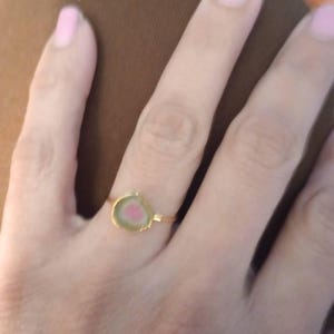 Customer photo from Merfida, Raw Watermelon Tourmaline Slice Ring