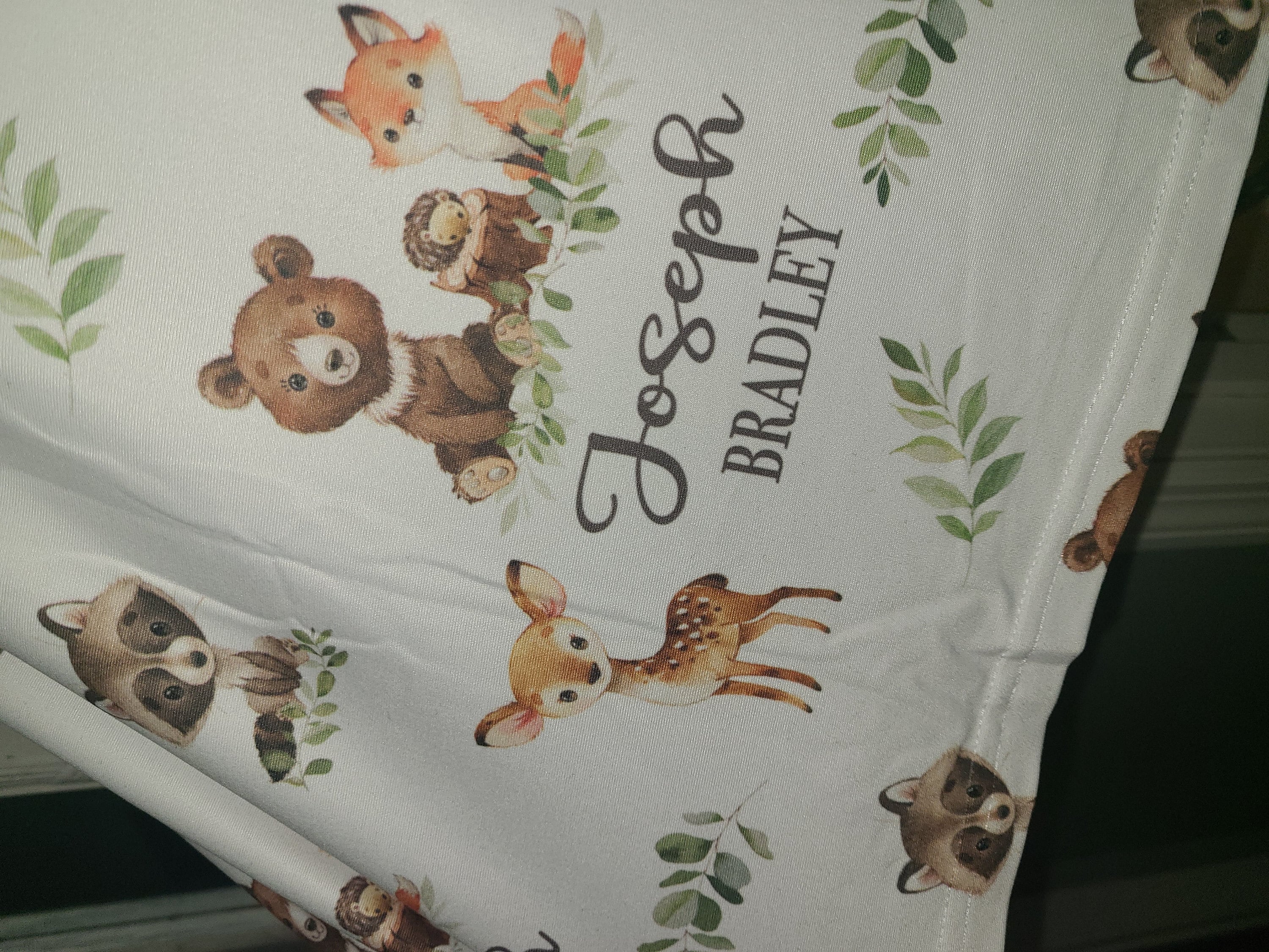 Woodland Swaddle set -Personalized Baby Boy Blanket Hat Set -Woodland Baby Shower Gift  -Forest Animal Blanket -Hospital Home Outfit -S568