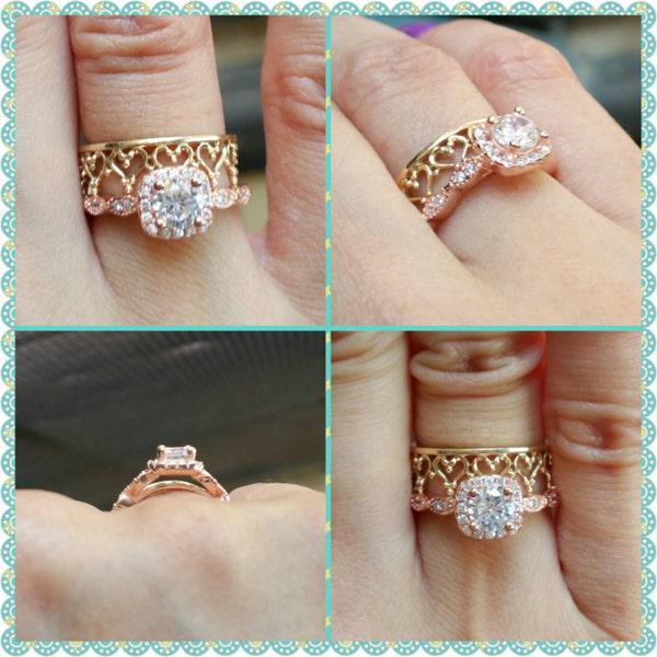 3/4 Ctw Halo Engagement Ring, Man Made Diamond Simulants, Art Deco Ring ...