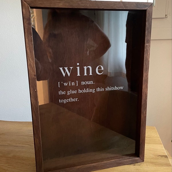 Wine Cork Collector Shadow Box Gift, Personalized Wine Cork Holder