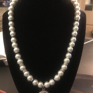Pearl Bracelet Stack, Royal Blue and White Pearl Wrap Bracelet, Elegant ...