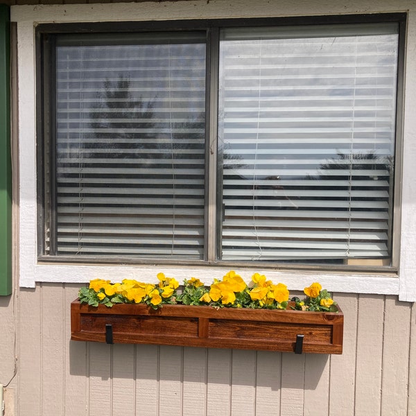 Window Deck Box Cedar Window Box Planter: Rustic Wooden Flower Box - Etsy
