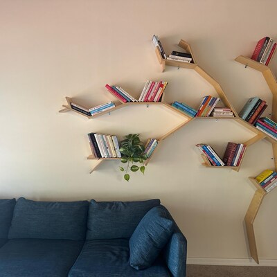 Tree Bookshelf Handmade Wooden Unique Book Case White - Etsy