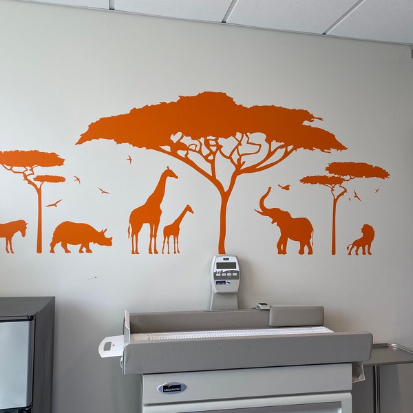 African Safari Wall Decal - Zoo Wall Decal, African Decal, Nature Wall ...