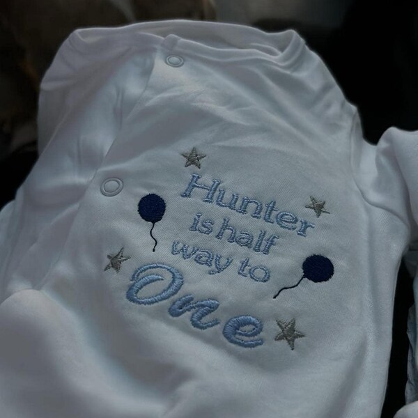 Personalised Baby Boy Bodysuit – Embroidered 'Hello World' Vest, 100% Cotton, Newborn Gift