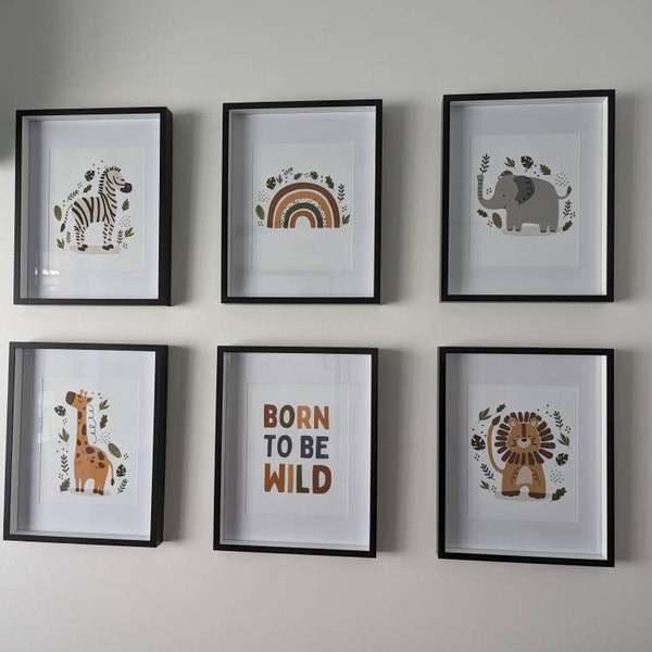 Safari Animal Nursery Prints, Jungle Animal Kids Room Wall Decor ...