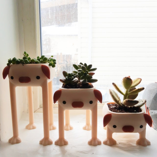 MeganJDesigns Dog Planter Plant Pot,Animal Flower Planter Pot For Garden Decoration,Storage Container Dog Planters,Handmade Planter For