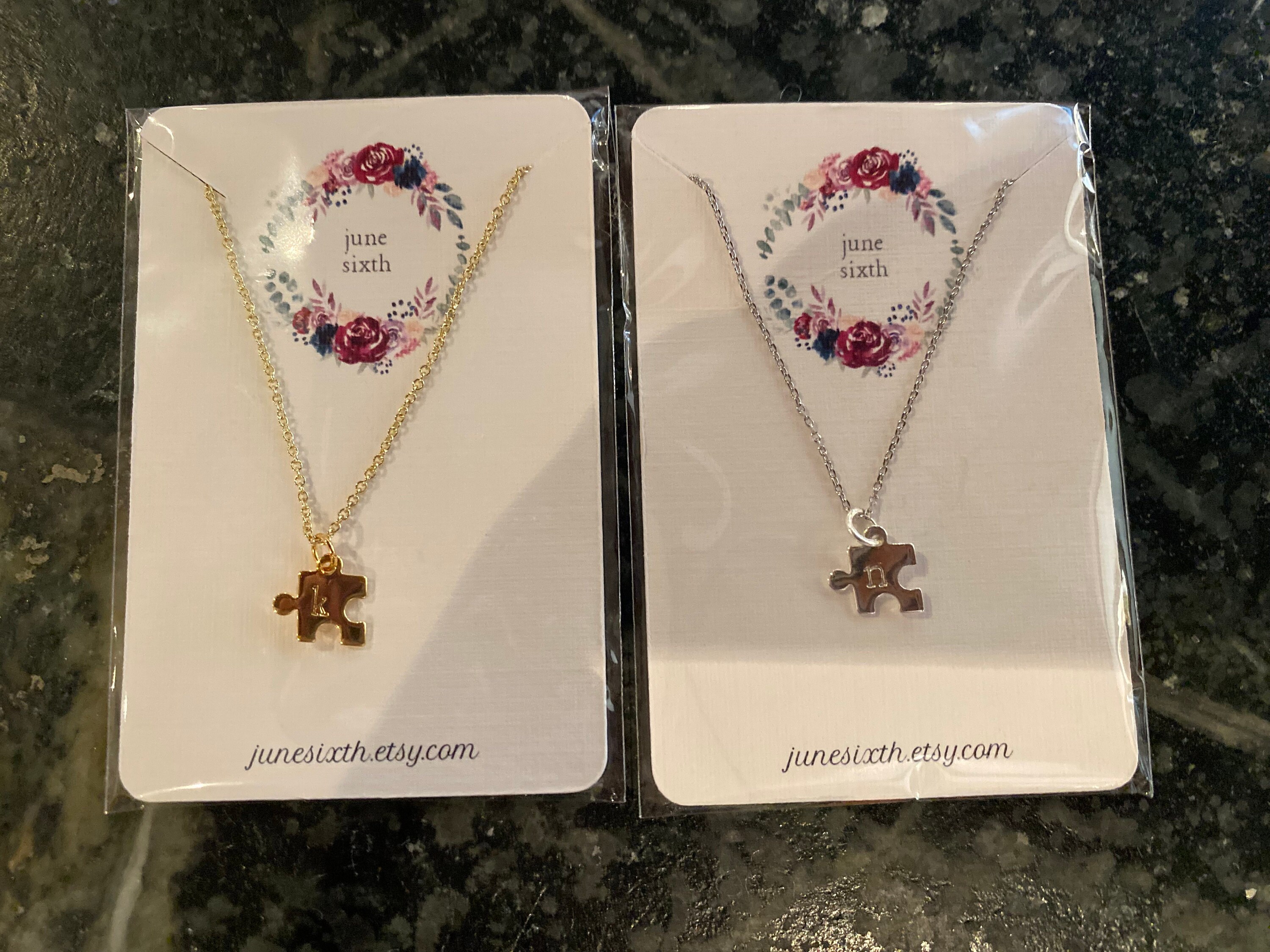 Personalized Tiny Puzzle Piece Necklace, Mom Gift, Anniversary Present, BFF Gift, Other Half