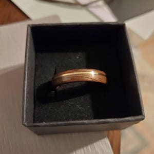 Bentwood Walnut Ring Gold Inlay Handmade Engagement Band Wedding Ring Wooden Brass Custom Ring Gift