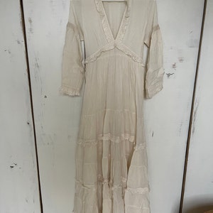 Off White Boho Chic Dress Romantic Style Beige Long Dress - Etsy