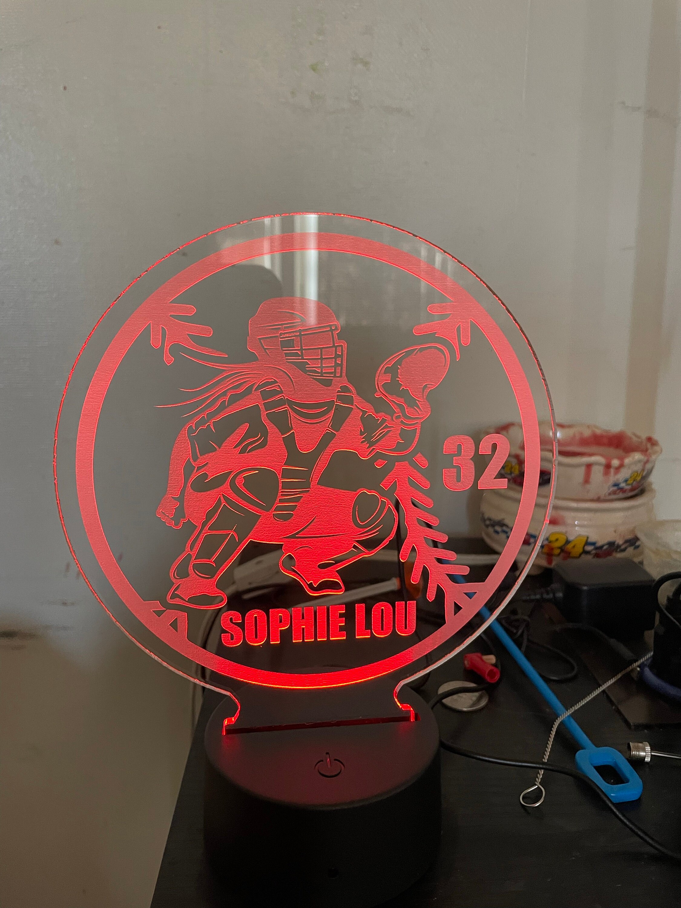 Softball Player Night Light, Large Softball Catcher, Personalized, 16 Colors with Remote Control, softball gift, softball player gift