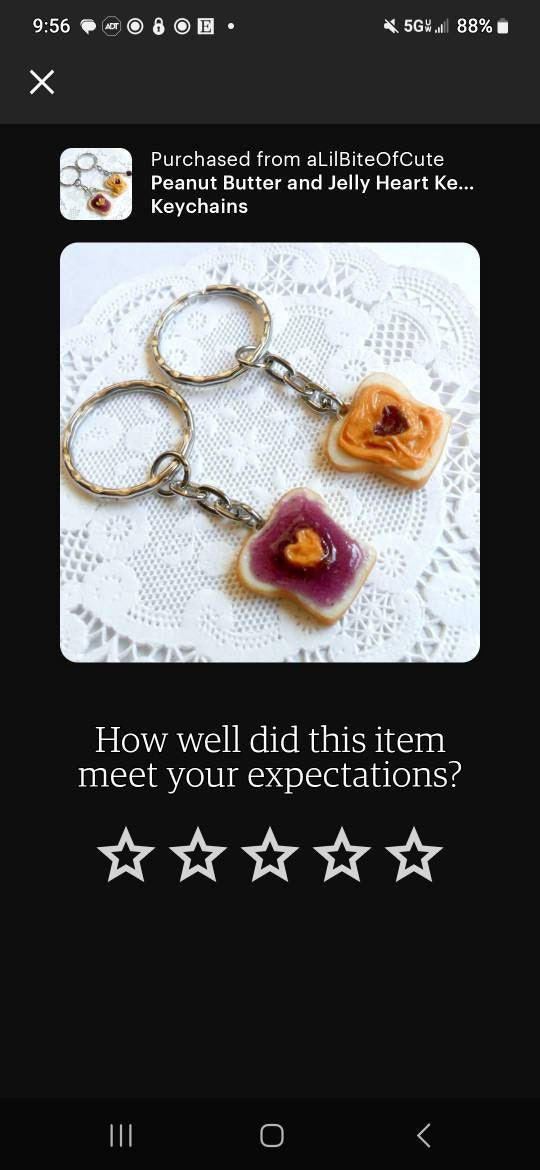 Peanut Butter and Jelly Heart Keychain Set, Grape, Best Friend&#39;s Keychains (or Phone Charms), Great Gift for Mom, Daughter, Sister, Cute :D