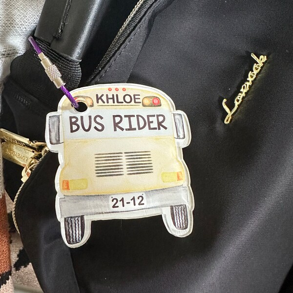 Personalized School Bus Rider Acrylic Bag Tag - Etsy