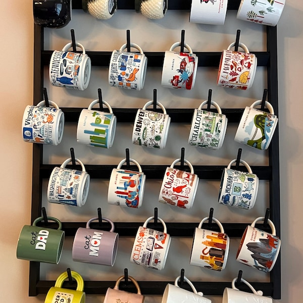 Wood Coffee Mug Rack: Handmade Kitchen Organizer, Holds 27 Mugs or ...