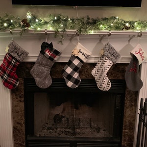 Personalized Christmas Stockings. Gray Christmas Stockings. | Etsy