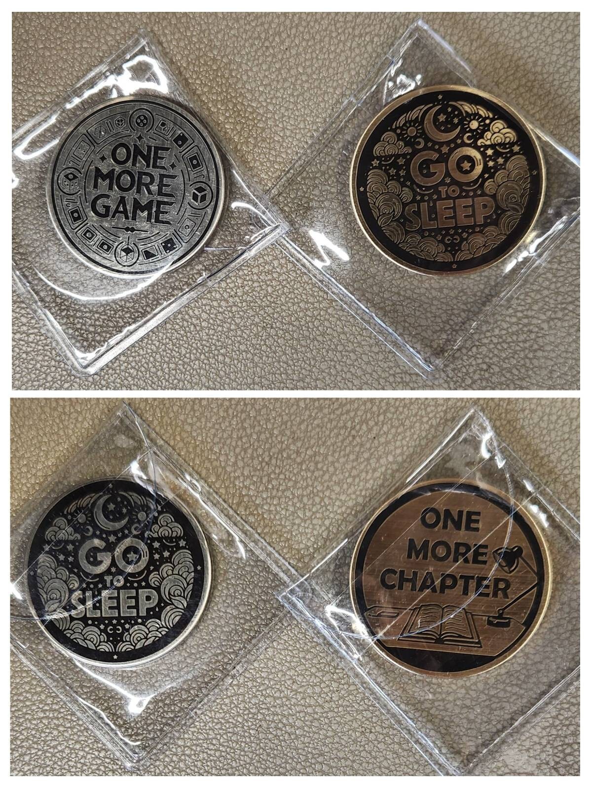 Flip Coin, One More Chapter vs. Go to Sleep, Decision Coin, Bookworm Gift, Christmas Gift