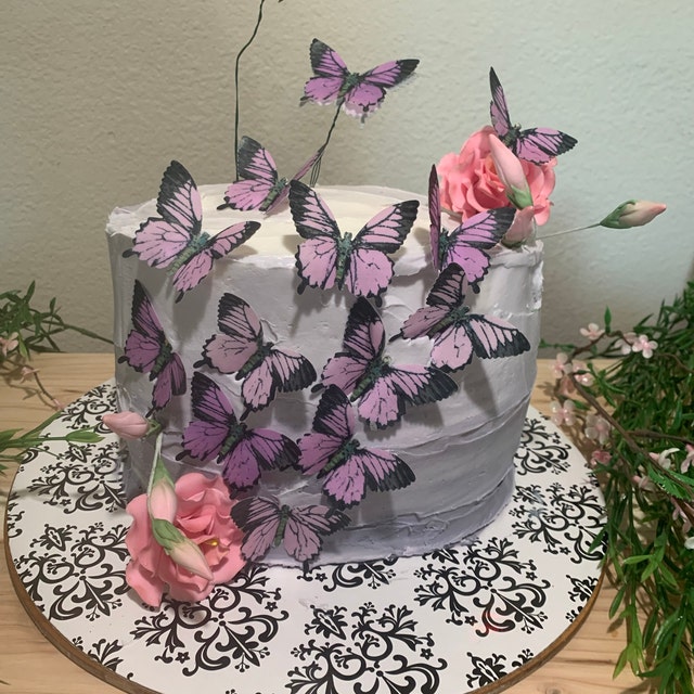 Mariposas comestibles para decoración de pasteles, tamaño pequeño,  fabricado en los Estados Unidos, decoración para pasteles de mariposas y  cupcakes
