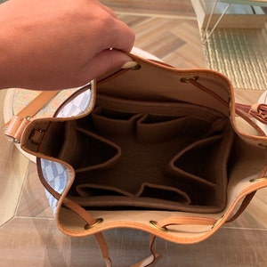 Lckaey Purse Organizer for LV NOE inner bag NOE BB bucket bag Petit NOE NM  storage bag small zipper insert3053khaki-L